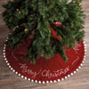 (48563) Christmas Merry Christmas Tree Skirt, 50.00 Inch, Velour Pom Poms Stitching 39647