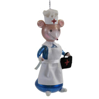 (48612) De Carlini Italian Ornaments Nurse Mouse, 6.00 Inch, Ornament Italian Medicine A5722