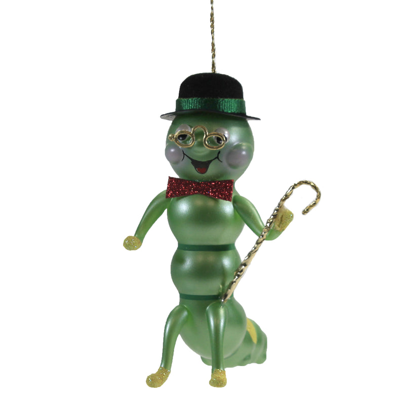 (48614) De Carlini Italian Ornaments Dad Caterpillar With Cane, 5.00 Inch, Ornament Italian Family Spring A5719