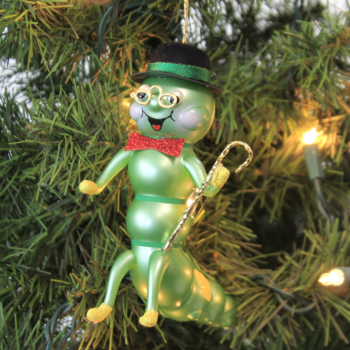 De Carlini Italian Ornaments Dad Caterpillar With Cane - - SBKGifts.com