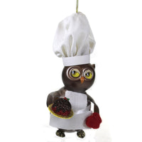 (48621) De Carlini Italian Ornaments Holiday Baking Chef Owl, 6.50 Inch, Ornament Italian Baker Bird A2098