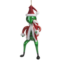 (48657) De Carlini Santa Frog, 6.50 Inch, Ornament Italian Christmas Cane A5570