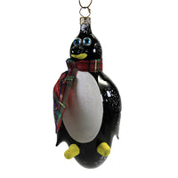 (48670) De Carlini Italian Ornaments Penguin With Plaid Scarf, 5.00 Inch, Ornament Italian Bird A2166