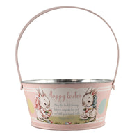 (48690) Easter Tin Pink Easter Bucket, 4.75 Inch, Build A Tradition Tf0116p