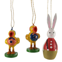 (48785) Holiday Ornament Wooden Rabbit & Chicks Set/3, 3.50 Inch, Springtime Easter Ro2100i-Ro2081