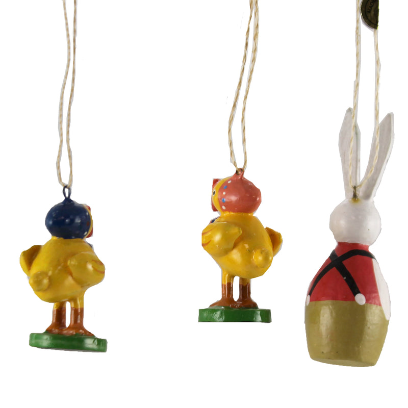 Holiday Ornament Wooden Rabbit & Chicks Set/3 - - SBKGifts.com