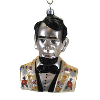 (48808) Holiday Ornament Hipster Abe Lincoln, 4.50 Inch, Historical Retro Floral Go6984a