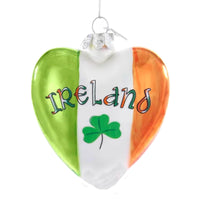 (49207) Kurt Adler Ireland Heart Ornament, 3.00 Inch, Saints Patrick's Day Clover C7579