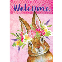 (49491) Home & Garden Bunny Wreath Garden Flag, 18.00 Inch, Welcome Rabbit Easter 4535Fm