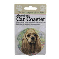 (49503) Car Coaster Cocker Spaniel Car Coaster, 2.50 Inch, Absorbant Dog Pet 23178