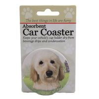 (49519) Car Coaster Cream Labradoodle Car Coaster, 2.50 Inch, Absorbant 231121A