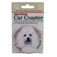 (49605) Car Coaster White Poodle Car Coaster, 2.50 Inch, Absorbent 23128