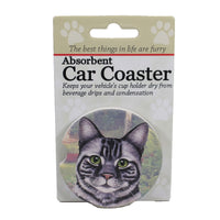 (49609) Car Coaster Silver Tabby Car Car Coaster, 2.50 Inch, Absorbent 2329