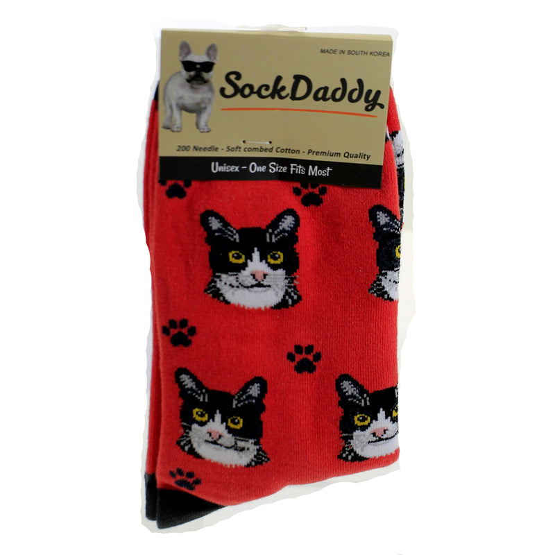 15.25 Inch Black & White Cat Socks Premium Quality 8013. (49705)