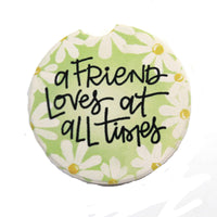 (49729) Car Coaster Friends At All Time Coaster, 2.50 Inch, Absorbant Daisies 77172