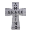 (49776) Religious Amazing Grace Cross, 7.75 Inch, Wood Plank Look Icinag