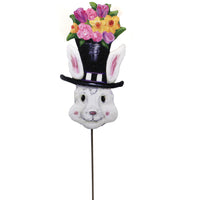 (49791) Easter Dapper Top Hat Rabbit, 32.75 Inch, Flowers Garden Stake E21019