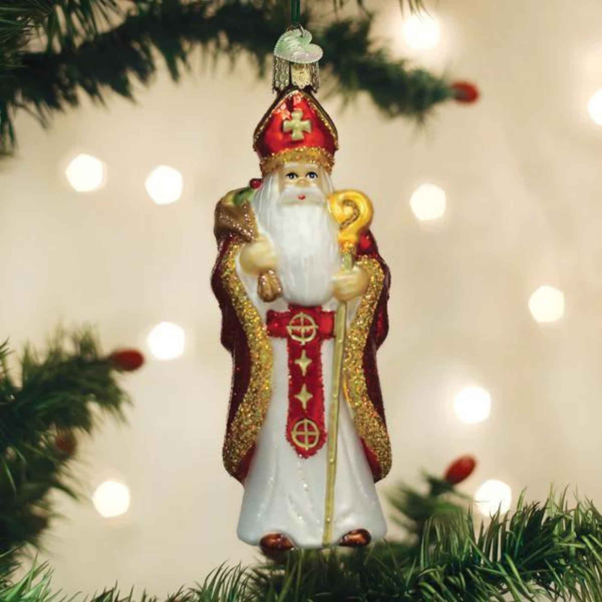 Old World Christmas 5.0 Inches Tall St. Nicholas Glass Bishop Kind