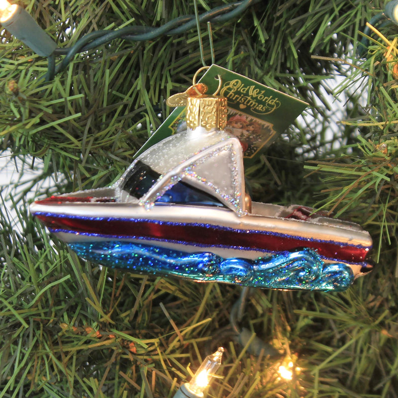 Old World Christmas Ski Boat - - SBKGifts.com