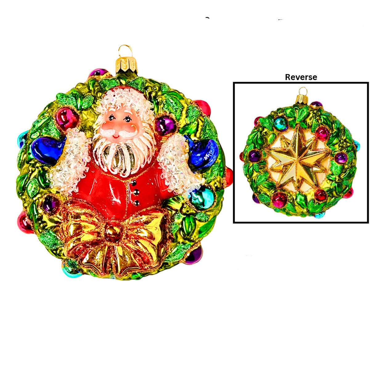 (63804) Pre-Order The Ornament King Welcome Christmas, 5.50 Inch, Santa Wreath Ornament Purple Ok43035