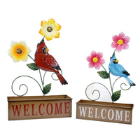 (50020) Home & Garden Welcome Flower Planters Set / 2, 23.00 Inch, Cardinal Blue Bird Floral 31835584 Set/2