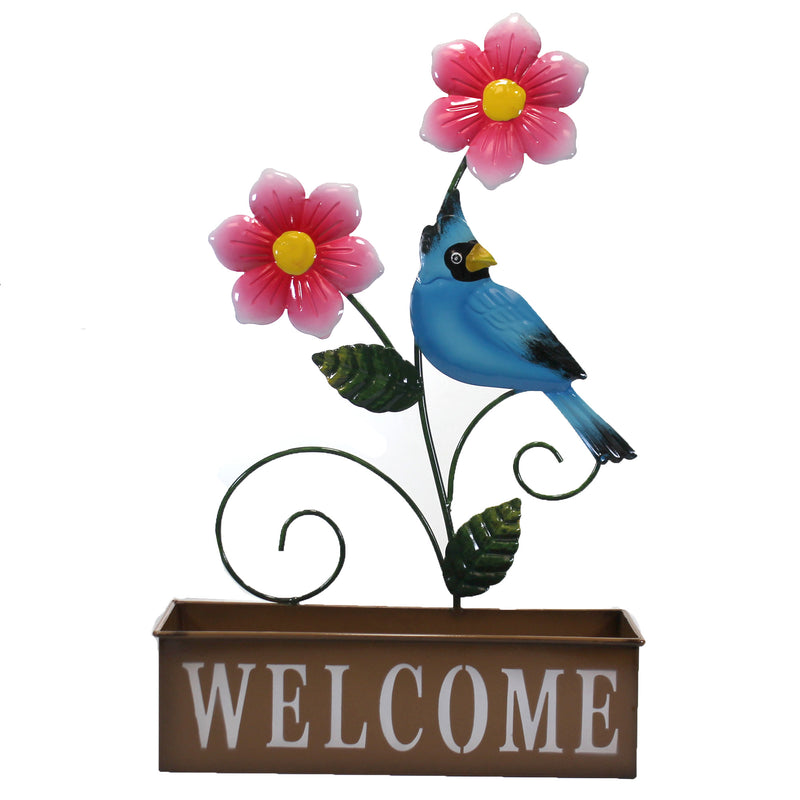 (50020) Home & Garden Welcome Flower Planters Set / 2, 23.00 Inch, Cardinal Blue Bird Floral 31835584 Set/2