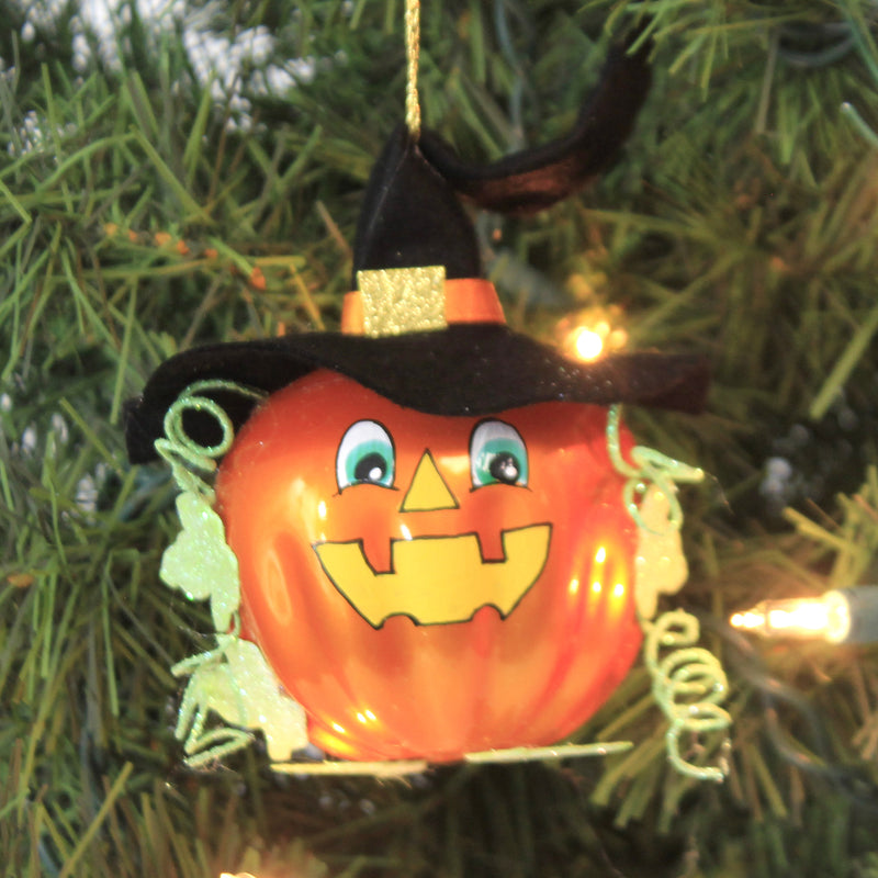 De Carlini Italian Ornaments Jack O Lantern With Hat - - SBKGifts.com