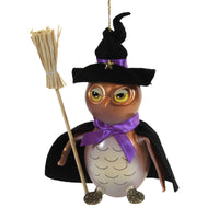 (50168) De Carlini Italian Ornaments Witch Owl, 5.50 Inch, Ornament Halloween Spooky A2093