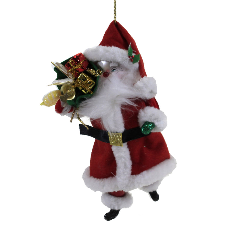 (50173) De Carlini Italian Ornaments Traditional Santa & Gift Sack, 7.00 Inch, Ornament Christmas Claus Bn460