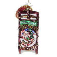 (50486) Christopher Radko Speedy Santa Sledder!, 5.50 Inch, Ornament Sled Christmas Santa 1019899