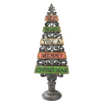 21.75 Inch Merry Christmas Tree Fleur De Lis Wood Xat564 (50556)