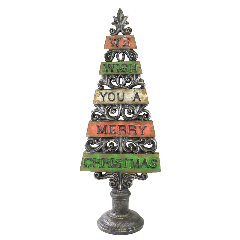 21.75 Inch Merry Christmas Tree Fleur De Lis Wood Xat564 (50556)