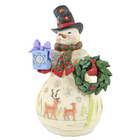 (50643) Jim Shore Share Good Cheer, 8.50 Inch, Snowman Wreath Present 6007858