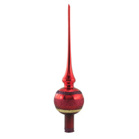 (50790) Inge Glas Block Stripes Dark Red Finial, 11.50 Inch, Tree Topper Christmas 21336T021