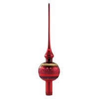 (50800) Inge Glas Dark Red Block Stripes Finial, 11.50 Inch, Tree Topper Christmas 21335T021