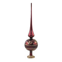 (50804) Inge Glas Dark Red Flower Border Finial, 13.00 Inch, Tree Topper Christmas 21310T032