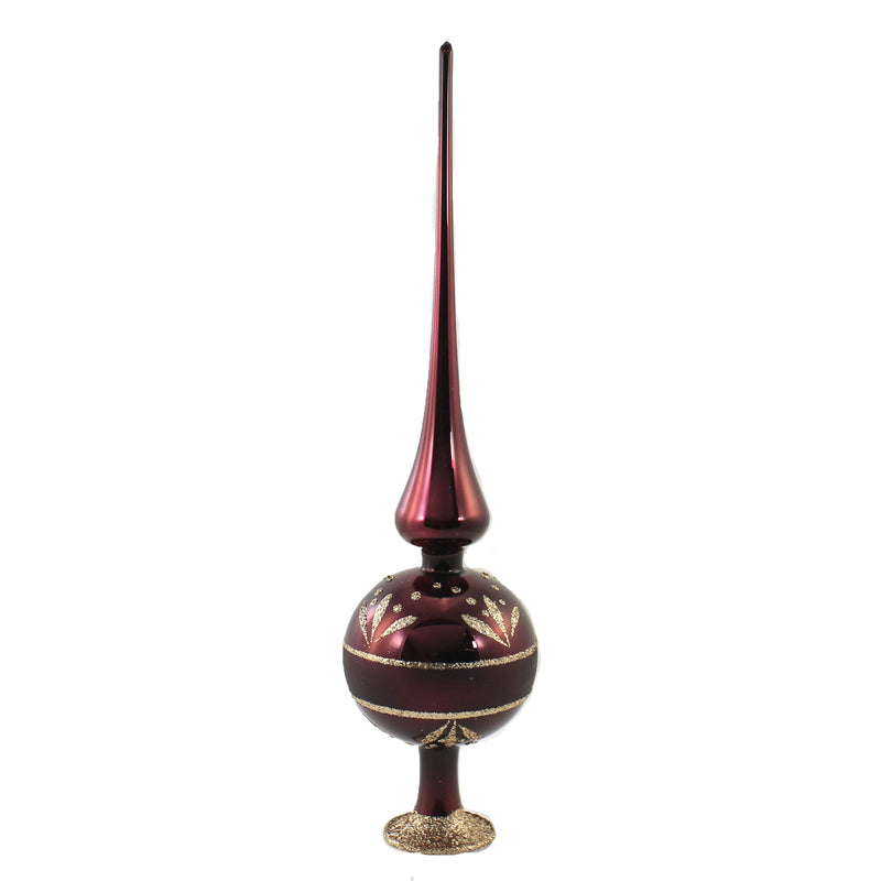 Inge Glas Dark Red Flower Border Finial - - SBKGifts.com