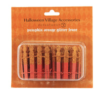 Department 56 Villages Pumpkin Orange Glitter Fence - - SBKGifts.com