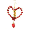 (50936) Holiday Ornament Heart With Dangling Heart, 3.00 Inch, Czech Beaded Love Valentine 362919