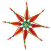 (50939) Tree Topper Finial Red Green Star Tree Topper, 10.00 Inch, Czech Beaded Christmas Clip On 800236