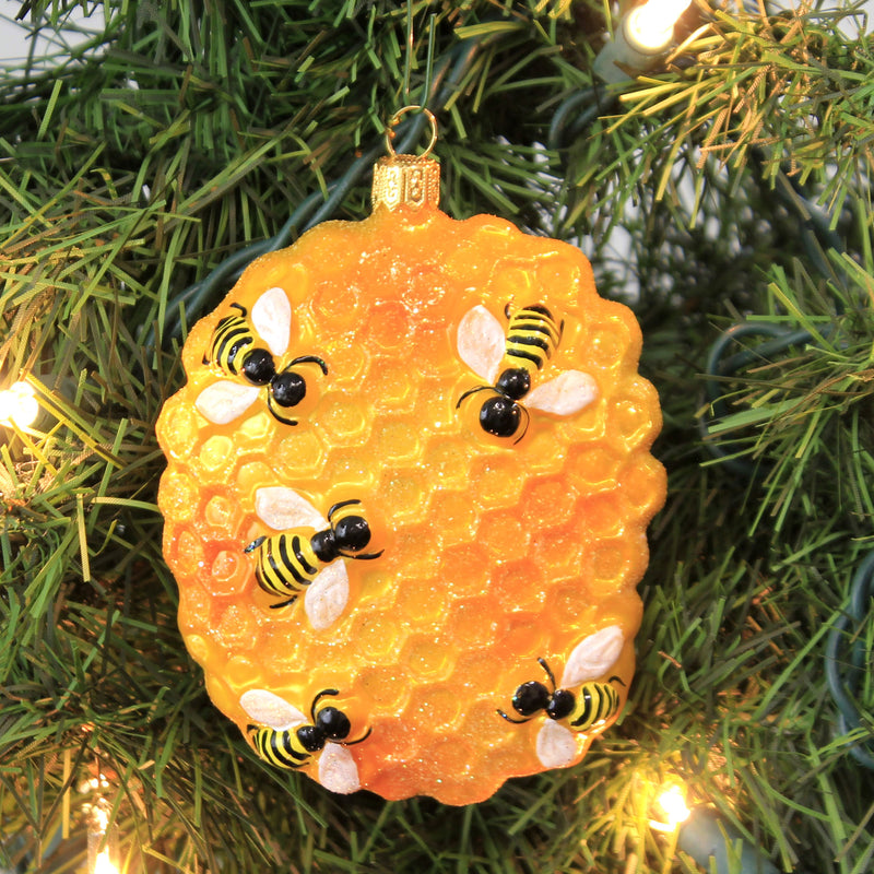 Holiday Ornament Honeycomb W/Bees - - SBKGifts.com