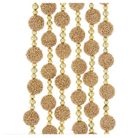 (51358) Christmas Gold Glitter Ball Garland, 108.00 Inch, Beads Trim 9 Foot H7517