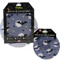 (51392) Tabletop Bats And Stars Silicone Pads, 10.00 Inch, Pot Holder Trivet Jar Opener And112