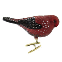 (51416) Old World Christmas Strawberry Finch Clip-On, 3.50 Inch, Colorful Plumage 18134.