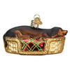 (51434) Old World Christmas Sleepy Dachshund, 2.00 Inch, Dog Bed Drea,Ming 12595