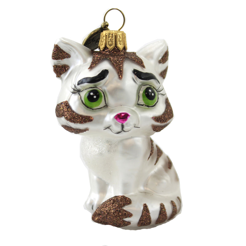 (51455) Blu Bom Brown Striped Cat Ornament, 3.50 Inch, Kitten Pet Feline Meow 18037