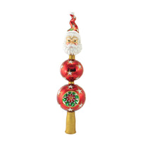 (51476) Blubom Santa Stars And Poinsettia, 16.50 Inch, Two Ball Christmas Tree Topper 2021169