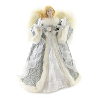 (51542) Christmas Silver/Gray Angel Tree Topper, 13.25 Inch, Lighted Stars Ul2223