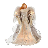 (51542) Christmas Silver/Gray Angel Tree Topper, 13.25 Inch, Lighted Stars Ul2223