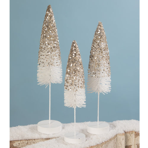 Christmas Platinum Bottle Brush Trees - - SBKGifts.com